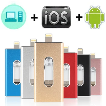 OTG USB Flash Disk 8G16G32G64G128G Pre iPhone X/8/7/7Plus/6/6/5S iPad iOS Mini Kovové kl ' úč memory stick Vlastné Logo, USB 3.0