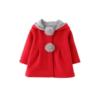 Jeseň Zima Baby Girl Kabát Dievčat Dojčiat Roztomilý Králik s Kapucňou Princezná Bundy Kabáty s Loptou Vianočné Darčeky na Nový Rok Oblečenie