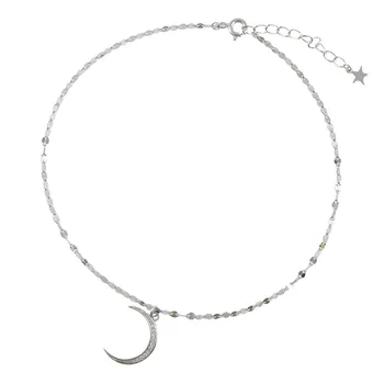 925 Sterling Silver Crystal Mesiac Kúzlo Prívesok Reťazí Anklet Strany Šperky pre Ženy Pláži Šperky sl053