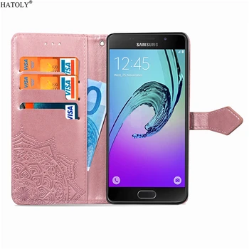 Pre Kryt Samsung Galaxy A5 2016 Prípade Plastický Vytlačené Kožené Peňaženky Flip Cover Kremíka Phone Bag Obal Pre Samsung A5 2016 A510