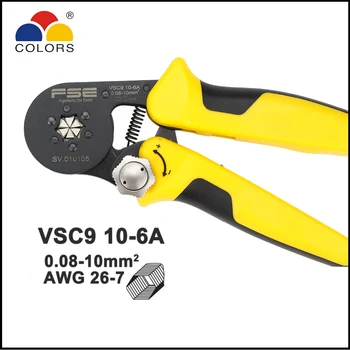VSC9 10-6A mini-typ self-nastaviteľné kliešte plier fasen nástroj 26-7AWG 0.08-10mm2 izolované a neizolované kovanie