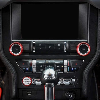 Červená Hliníkový Reflektor Objem Naladiť Ovládací Gombík Kryt Krúžok Výbava Interiérové Doplnky pre Ford Mustang