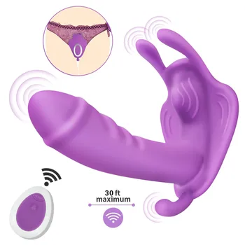 Nositeľné Motýľ Dildo Vibrátory Klitoris Stimulácia Flirtovanie 10 Druhmi Vibrácií, diaľkové ovládanie, Sexuálne hračky pre Ženy, Popruh-na hračky