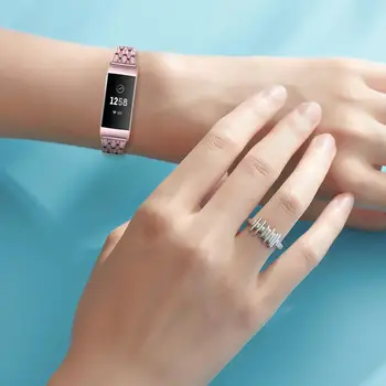 Pre Fitbit Charge4 Nové Luxury Diamond Popruh Pre Fitbit charge3 Smart Watchband Päť Zliatiny Zinku Perličiek Tri Riadky Nahradenie Band