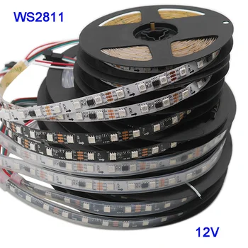 DC12V WS2811 Smart Pixelov, Led Pásy,3 m/5m;30/48/60leds/m,5050 SMD RGB Adresný WS2811IC svetlo Lampy Pásky