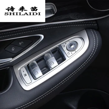 Auto Styling Dvere, lakťová opierka panel Pokrýva Nálepky Výbava pre Mercedes Benz C Trieda W205 GLC X253 okenného Skla Zdvíhacie Tlačidlá RHD