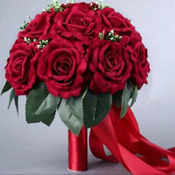 Nové Dorazí Nevesta drží kvetiny,Nevesta 's Kytice,svadobné červené svadobné kytice