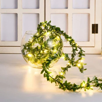 LED Reťazec Viniča Zelenej Listovej LED 20leds 30leds 50leds 100leds Svetlá String Domov Narodeniny Garland Vianočný Strom Dekorácie Svetla