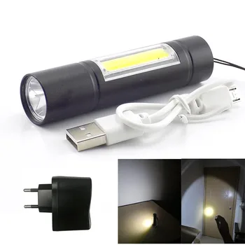 Vysoko výkonný 2 COB LED Q5 Mini baterka USB nabíjateľné Batérie svietidle Torch Pracovné svetlo Baterky Lampy, Turistiku, Camping, rybárčenie