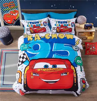 Disney karikatúry posteľná bielizeň lightning Mcqueen auto posteľná bielizeň dieťa bytový textil jeseň zimný prehoz cez posteľ queen size bed nastaviť 4pcs hot predaj