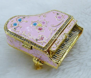 Doprava zadarmo piano šperky box vintage šperky zobraziť úložný box módne klavír tvarované ženy darček metal box