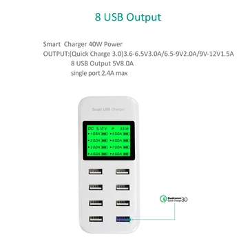 INGMAYA 8 Port Smart USB Nabíjačka, LCD Displej Rýchle Nabíjanie 3.0 nabíjacia Stanica Pre iPhone Samsung Huawei Mi DV QC Napájací Adaptér