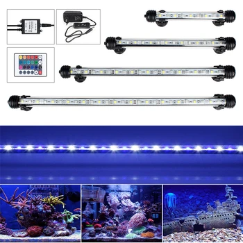 EÚ NÁM Plug RGB Diaľkové Akvarijné Svetlo akvárium Nepremokavé 5050 SMD LED Panel Svetlo Vodné Lampa Ponorné 18-48 CM