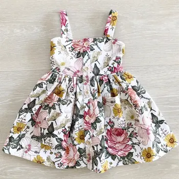 2020 Detské Letné Oblečenie 1-5T, Baby, Dievčatá Princezná Kvet Strany Bežné Šaty Batoľa Detský Popruh Sundress