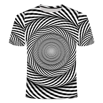 Nové 3D závrat hypnotické vytlačené T-shirt pánske, dámske vtipné krátke rukávy T-shirt, pánske top, 3D art-krátke rukávy