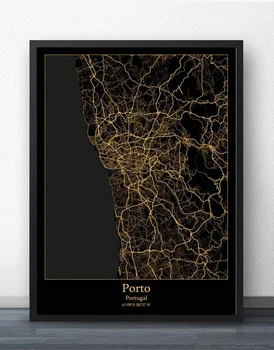 Lisabon Porto Portugalsko Mapu, Plagát