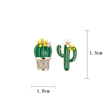 Jouval Roztomilý Malý Kaktus Stud Náušnice Pre Ženy, Dievča, Vianočné Sladké Asymetrické CZ Náušnicu v Uchu Nechtov Šperky Brinco