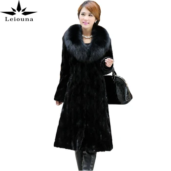 Leiouna Slim Plus Veľkosť Vysokej Kvality Office Lady 2020 Nové Módne Ženy Zimné Kožušiny Žena Coats Imitácia Líška Srsť Dlhá Lady Coats