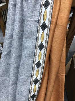 Vlastné záclony Nordic Jednoduché Hrubé bavlna, sivá oranžová spájať obývacie spálne handričkou zatmenie opony tylu prikryť M787