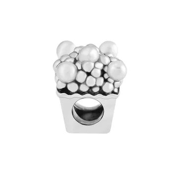 925 Silver Šperky Chutné Popcorn Kúzlo, Bledo Ružová Smalt Fit pre Značku DIY Náramok Pre Ženy Šperky Robiť