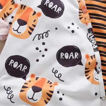 Nové Novorodenca Chlapci Dievčatá Prekladané Tiger Vytlačené Dlhý Rukáv Zimné Bavlna Romper + Klobúk Dieťa Jumpsuit Playsuit Oblečenie Oblečenie