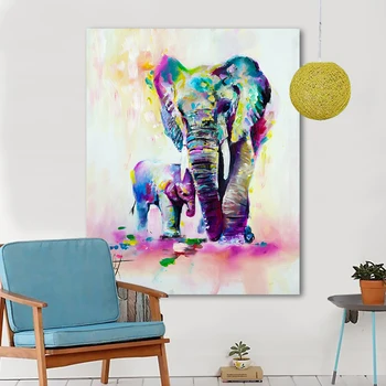 HDARTISAN Zvierat, Maliarske Plátna Umenie Expressionism Farebné Slon obrazov na Stenu Pre Obývacia Izba Domova Potlače