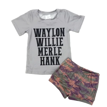 Baby boy písmená reglan tričko a šortky nastaviť chlapec lete krátky rukáv oblečenie s Kamuflážou