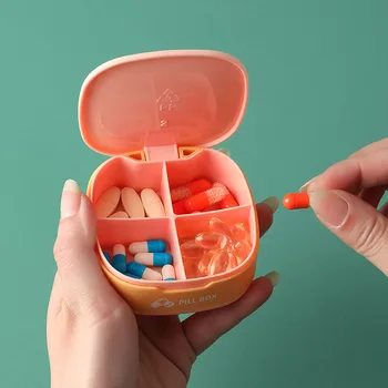 1 KS Pilulku puzdro Pre Tablety 4 ale ty si Opáš bedrá Medicíny Pill je Organizátor Drog Kapsule Plastové Úložný Box Delič Týždenné Cestovné Pilulku Fréza