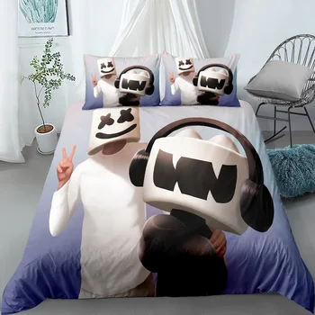 2021 Hot HD Digital Print marshmello posteľná bielizeň Sady Perinu+ obliečka na Vankúš 2/3ks Módne Vlastnú posteľ NÁS/AU/EÚ veľkosť