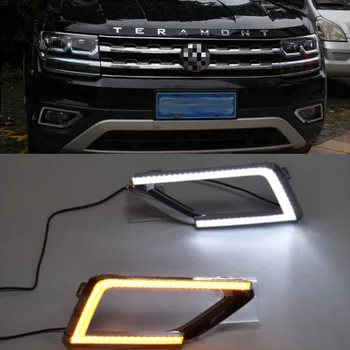 1 Pár Auto LED Denných prevádzkových Light 2-Farby 12V vhodné na VW Teramont Atlas 2017-2018 Hmlové Svietidlo Kryt