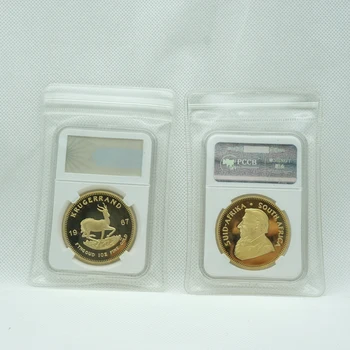 1967 Krugerrand 1OZ rýdze Zlato Replika Južná Afrika Replika Mince Paul Kruger Kovové Pamätné Mince s PCCB prípade PVC Taška