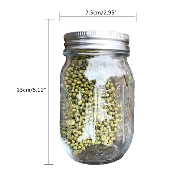 Klíčenia Jar s 304 Nerezovej Ocele Displej Veko Široká Ústa Kvart Mason Sprouter Germinator pre Organické Lucerna Bean