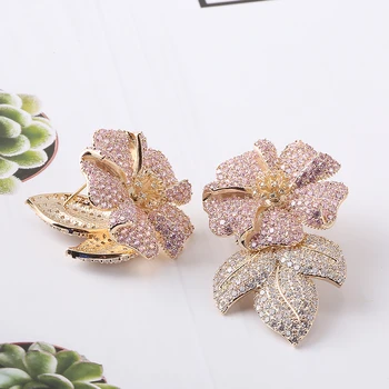 XIUMEIYIZU Luxusné Kvetinové Náušnice Krásne Farby Zirconia Micro-intarzia Listy Náušnice Módne Šperky pre Ženy Svadobné Svadobné