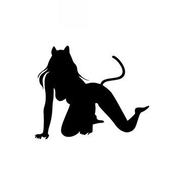 Auto Nálepky Sexy Mačka Dievča Prechádzky koncepcia Krytu Telo Módne Nálepky, Pvc Osobnosti Nálepky Čierna/biela, 12 cm*10 cm