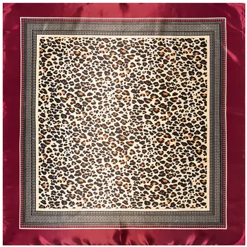 Visual Nápravami Námestie Hodvábna Šatka Ženy, 90 cm*90cm Nový Vzor Európskej Leopard Tlač Mäkké Foulard Zábaly Bandana 2018