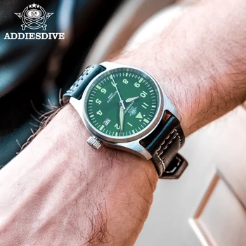 Automatické Mechanické pánske hodinky Sapphire Crystal Nehrdzavejúcej Ocele NH35 Pilot watch1940 Kožené Nepremokavé automatické hodinky mužov