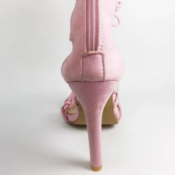 Letné vysoké podpätky gladiator sandále ženy sexy duté z kríža viazaná dámy topánky stiletto členok popruh otvorené prst čierne topánky