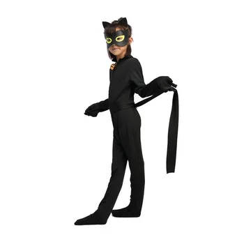Horúce Karnevalové Oblečenie Mačka Noir Cosplay Sady Lady Halloween Christmas Party Custume Jumpsuit Deti, Dievčatá Vyhovovali Mieste 3-10Y