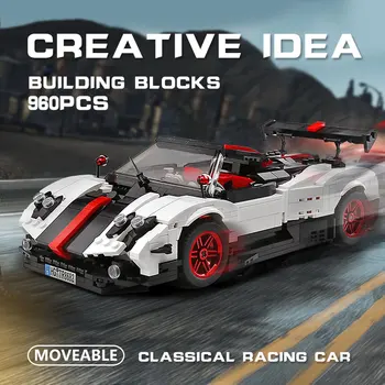 Plesne Kráľ Kreatívne Hračky Série Paganis Zonda Cinque Roadster, Model auta, Stavebné kamene, Tehly Deti Hračky, Darčeky