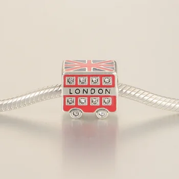 2018 Nový, Originálny 925 Sterling Silver Korálky London Bus Smalt Kúzlo Perličiek Hodí Pandora Prívesky Náramok DIY Šperky zistenia