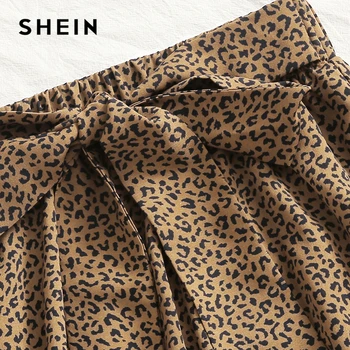 SHEIN Multicolor Rebra-Zrastov Čaj a Leopard Kravatu Prednej Dlhé Sukne Nastaviť Ženy 2021 Jar Dámy Bežné Dve Kus Vyhovovali Sady