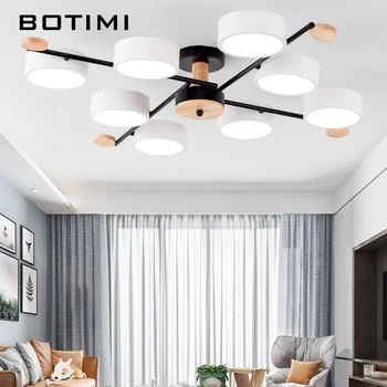 BOTIMI Interiérové LED Luster Pre Spálňa Moderné Drevené študovňa Listry Stropné Obývacia Izba Lustre