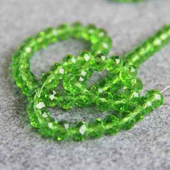T8260 Očarujúce 6X8mm Tvárou svetlo Zelená AB+ farebné sklo Krištáľové perly!Vhodné Na Výrobu Náramok&Náhrdelník DIY Šperky veľkoobchod