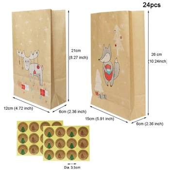 24pcs Kraft Papier Darčekové Tašky snehové Vločky Veselé Vianočné Cukrovinky Boxy Xmas Party Láskavosti pre Hostí 2020 Vianočný Večierok Darček Decor