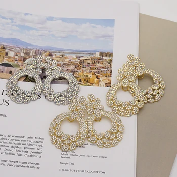 Gold Luxusné Crystal Drahokamu Drop Náušnice Ženy Multicolor Geometrické Vyhlásenie Náušnice Femme Šperky Visieť Earings