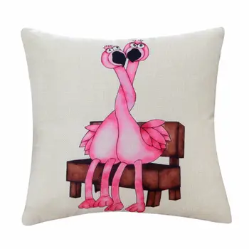 Bavlnená Posteľná Bielizeň Flamingo Vzor Hodiť Vankúš Štvorcový Vankúš Sedadlo Auta Domáce Dekorácie Gauč Dekor Dekoratívne Obliečka Na Vankúš