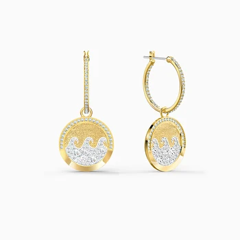 Módne Šperky SWA Nový LESK VĹN Prebodol Náušnice Zlaté Farbu Svetla Gradient Mince Tvar Elegantné, Romantické Šperky Pre Ženy Darček