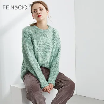 Vlnený sveter ženy nadrozmerná teplé hrubý pulóver jumper pletený sveter žena Jeseň zima sveter sivá zelená béžová 2020 nové