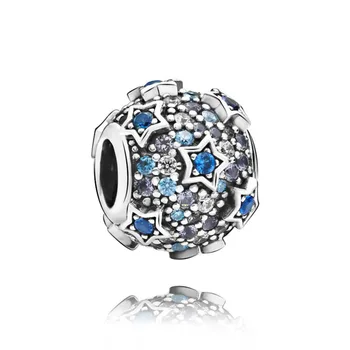 2019 Zimné 925 Sterling Silver Korálky Blue & Jasné, Šumivé Charms fit Pôvodné Európske Náramky Ženy DIY Šperky
