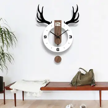 Nordic Doplnky, nástenné hodiny obývacia izba Jeleň hlavu mýtus Kreatívne Nástenné hodiny Quartz hodiny Domáce Dekorácie parohy Módne darček E0861